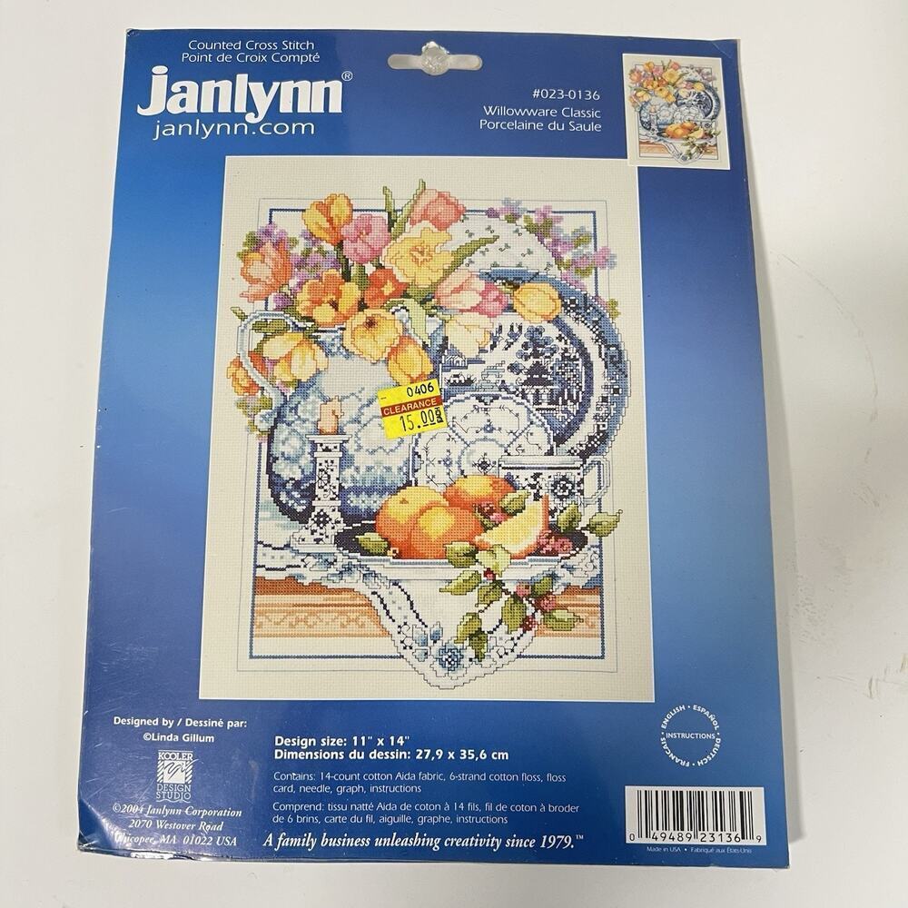 Janlynn Counted Cross Willowware Classic #023-0136 Sealed VTG 11”x14”